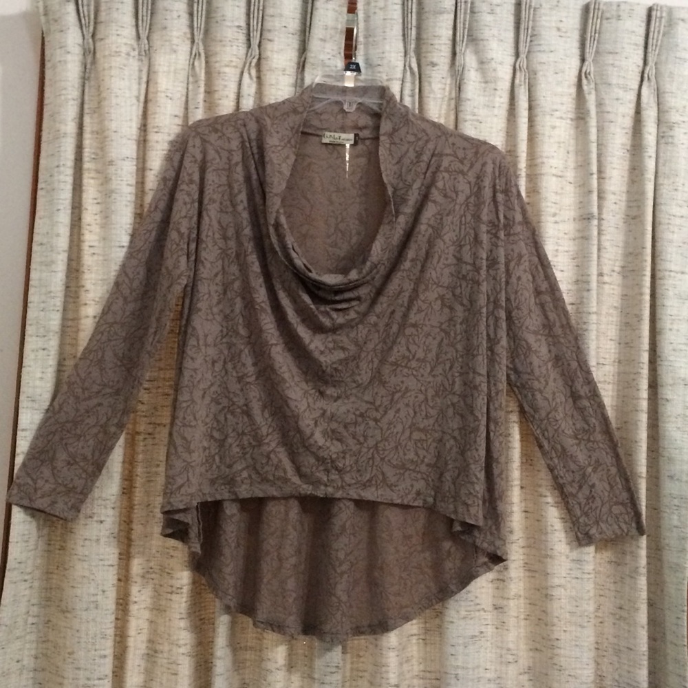 Chalet et ceci Long Sleeve Burnout Cowlneck Top